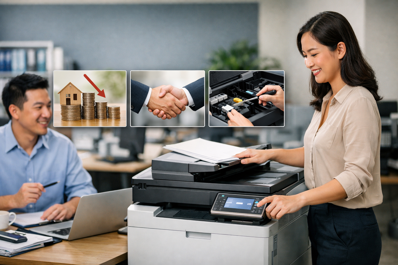 Giá cho thuê máy photocopy Lạc Dương - Những lợi ích khi thuê máy photocopy thay vì mua máy mới