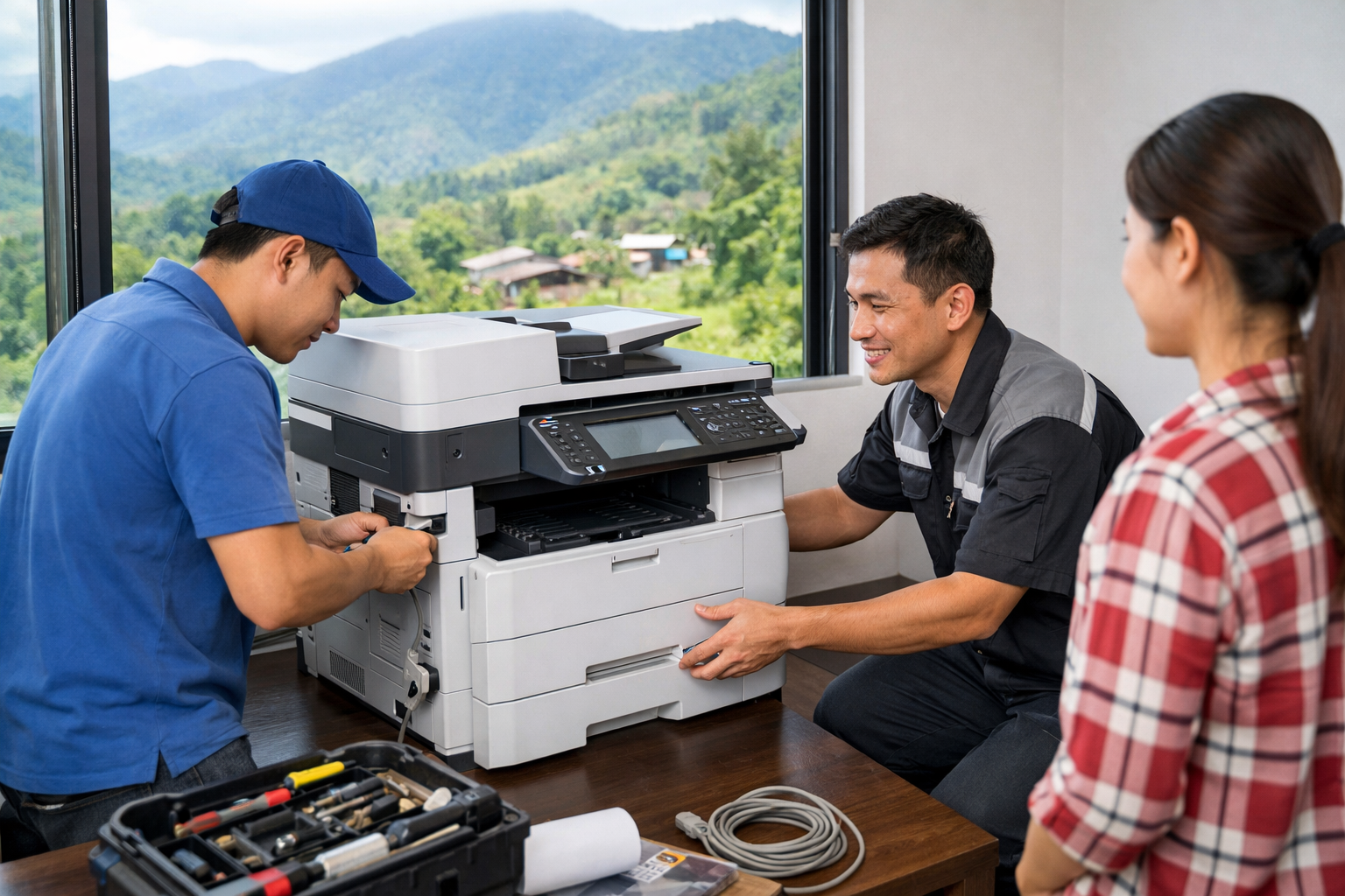 Cho thuê máy photocopy tại Đam Rông 3 Lâm Đồng có hỗ trợ lắp đặt không? - Hỗ trợ lắp đặt khi thuê máy photocopy tại Đam Rông, Lâm Đồng