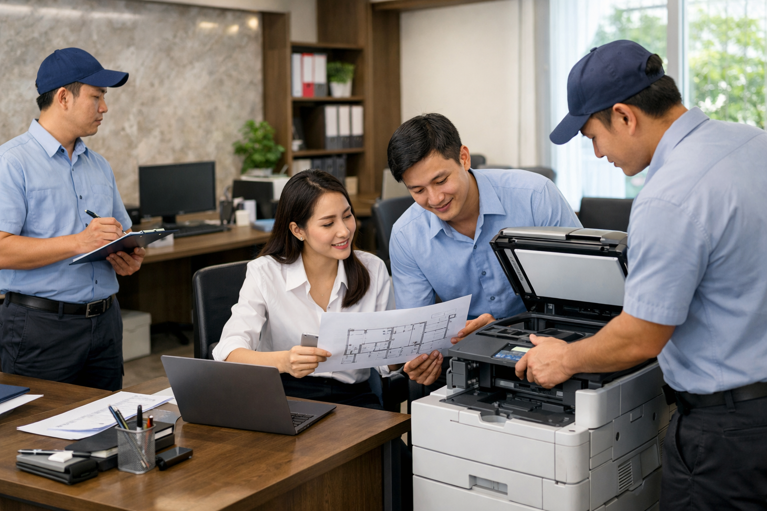 Cho thuê máy photocopy Nam Đà Lâm Đồng - Quy trình cho thuê máy photocopy tại Nam Đà Lâm Đồng – Từ khảo sát đến vận hành ổn định