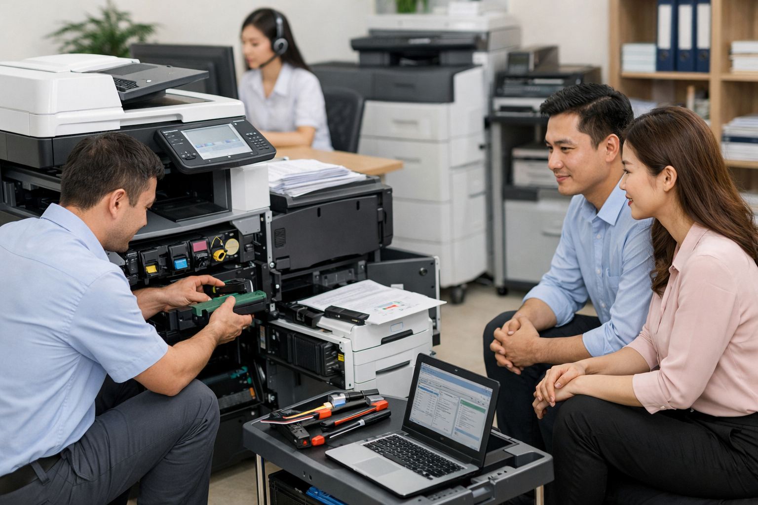 bảng giá thuê máy photocopy Tân Hội - Các dịch vụ đi kèm khi thuê máy photocopy tại Tân Hội