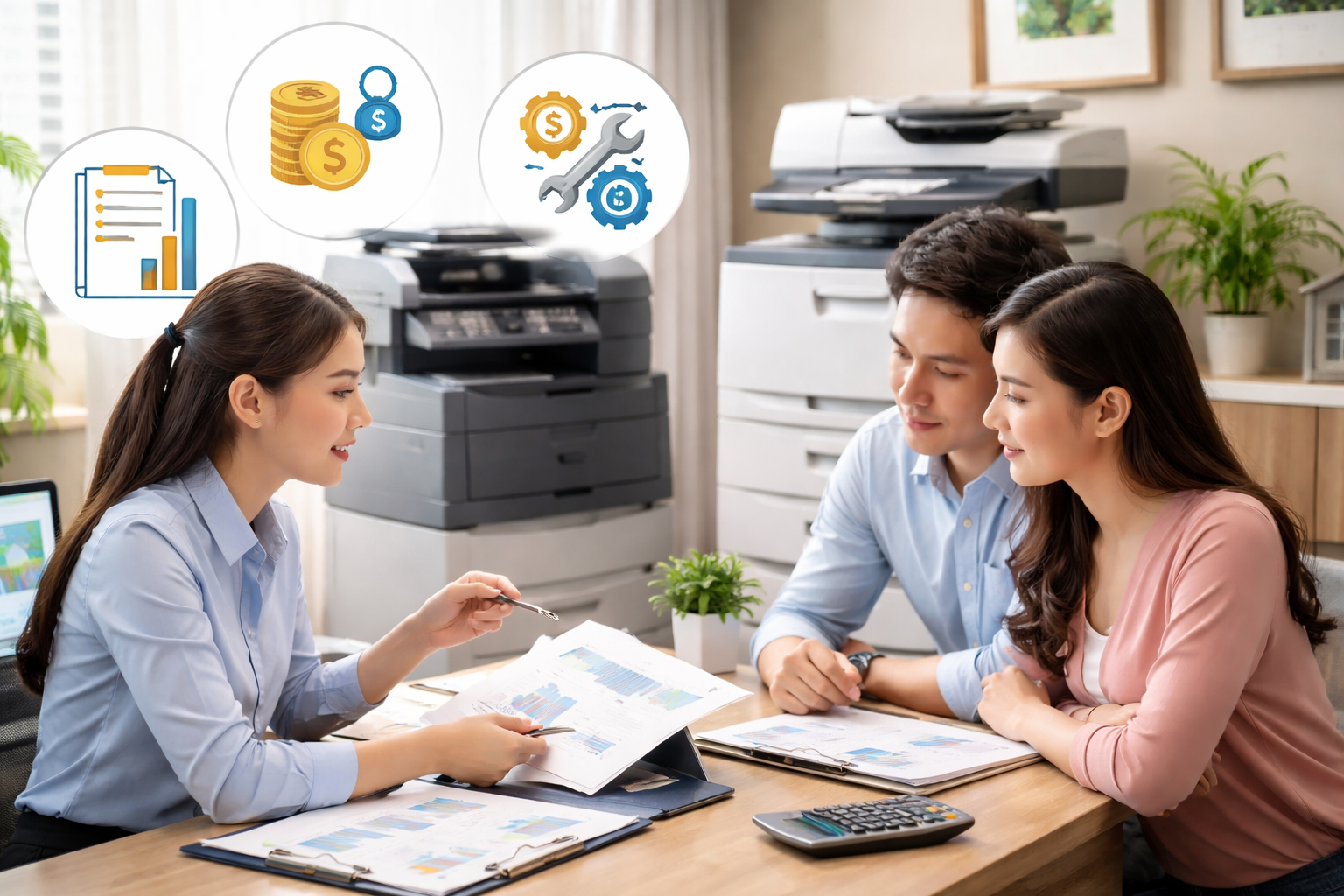 thuê máy photocopy Quảng Lập uy tín - Các yếu tố ảnh hưởng đến giá thuê máy photocopy tại Quảng Lập