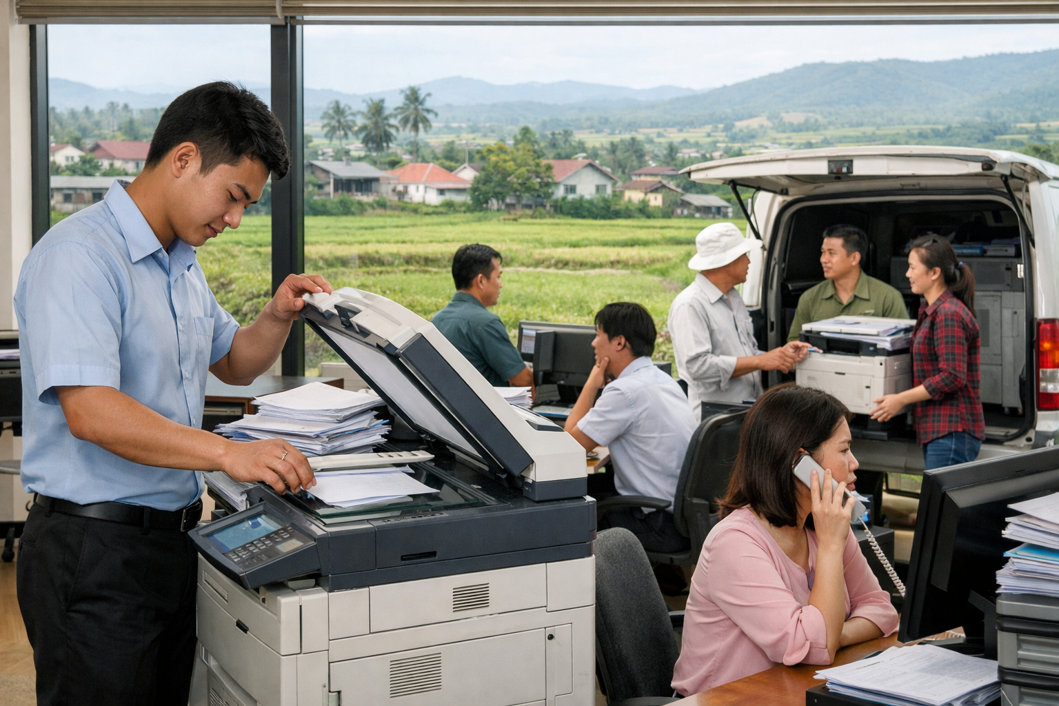Cho thuê máy photocopy Hàm Thuận Bắc Lâm Đồng: giải pháp “nhẹ vốn”, vận hành mượt cho văn phòng và trường học