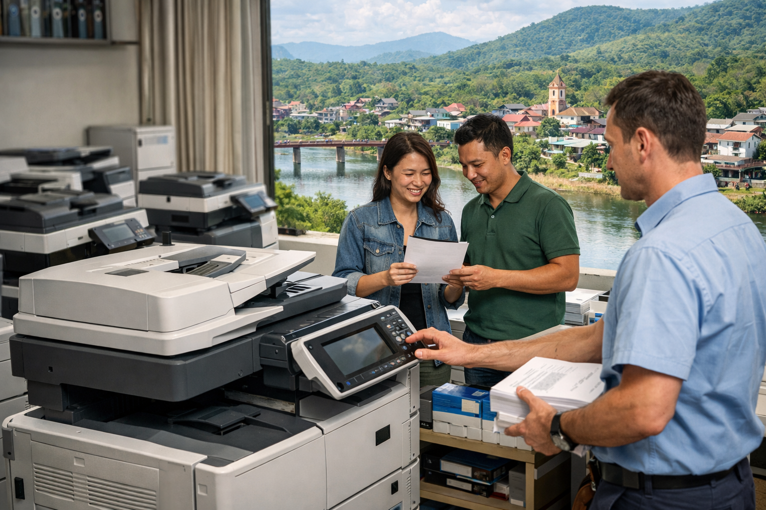Cho thuê máy photocopy Cát Tiên 1 Lâm Đồng: giải pháp “nhẹ vốn”, vận hành êm cho văn phòng, trường học và doanh nghiệp